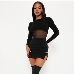 Safety Pin Embellished Mini Skirt | Black